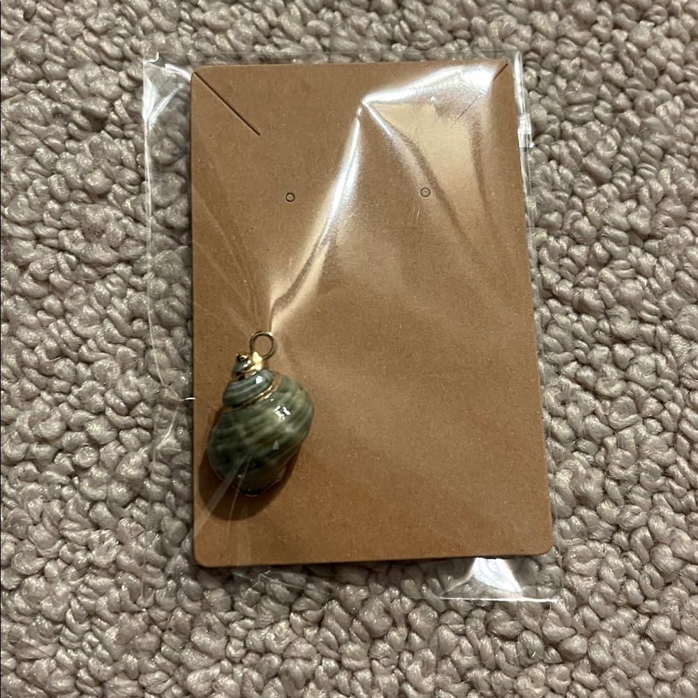 Elegant Gold plated and Green Shell Pendant